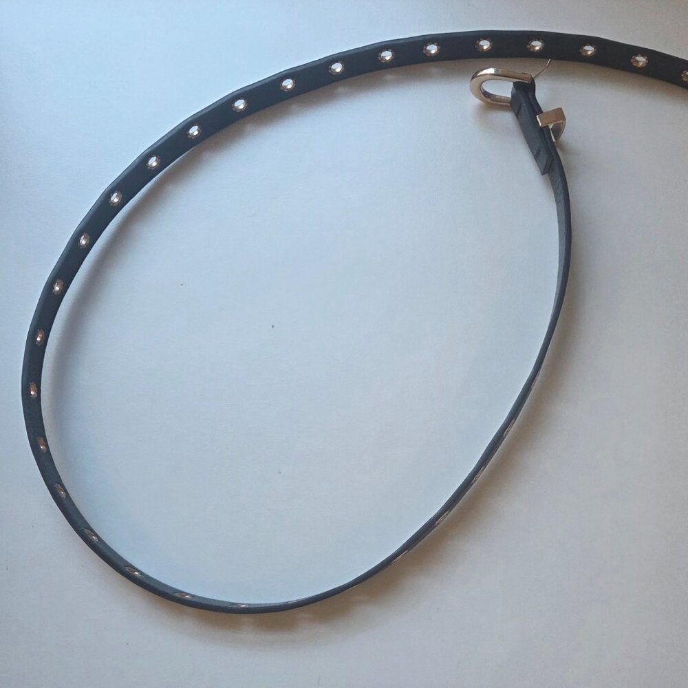 Thin Black Belt with Gold Eyelets